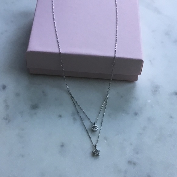 Sterling Silver Double Layer Cz Necklace - Picture 8 of 12